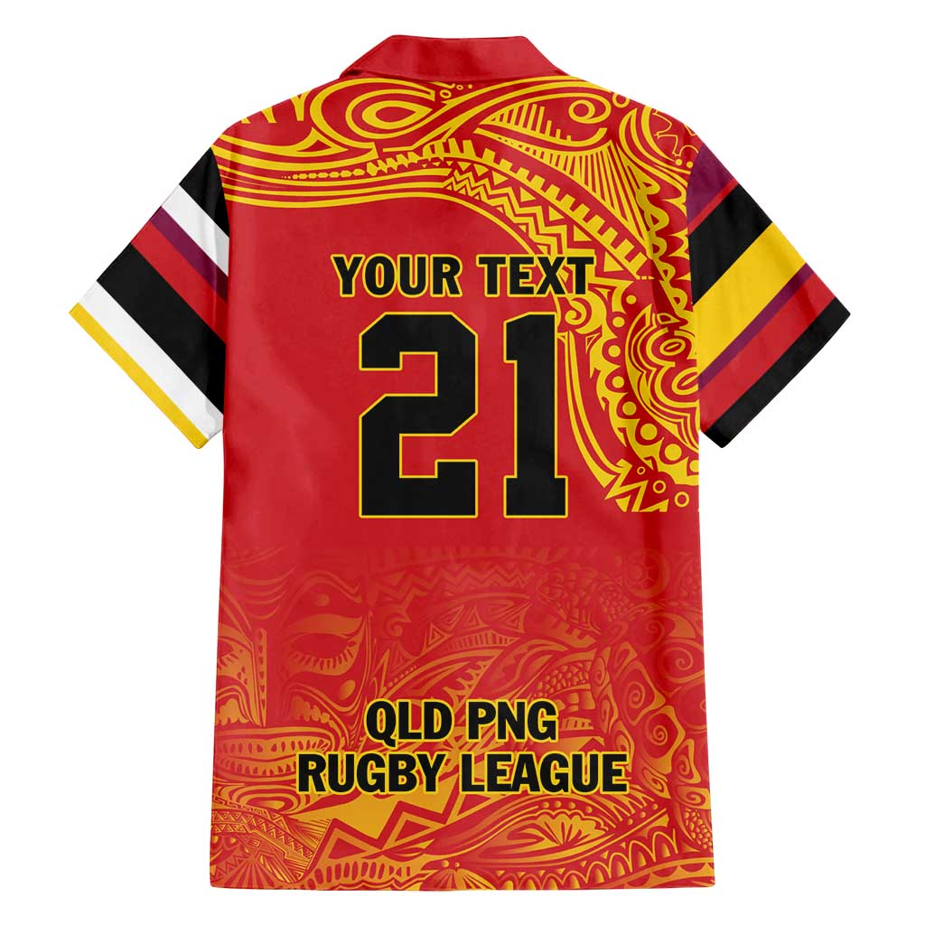 Queensland Papua New Guinea Custom Family Matching Off Shoulder Maxi Dress and Hawaiian Shirt All Red Pacific PNG Tribal Style