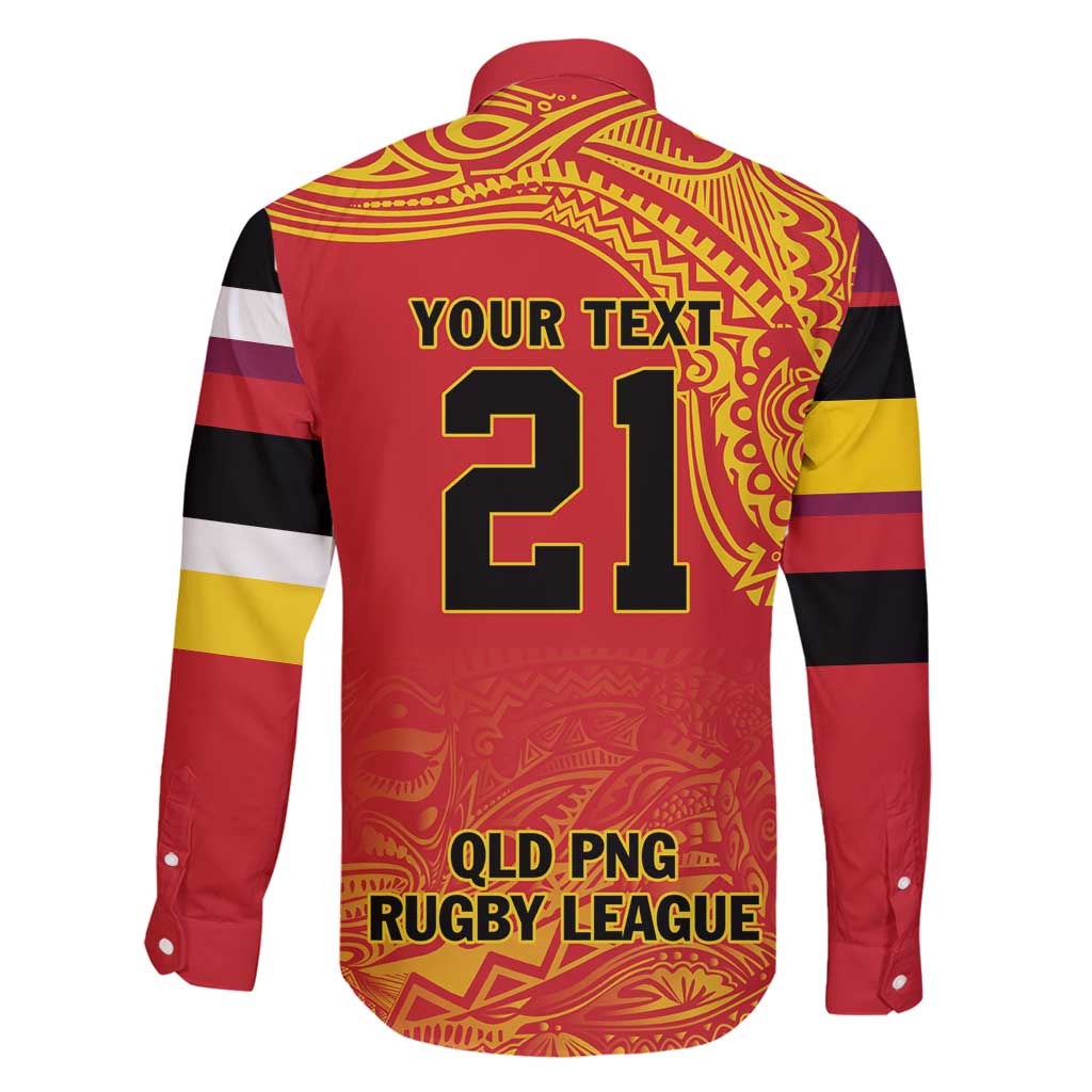 Queensland Papua New Guinea Custom Family Matching Off Shoulder Maxi Dress and Hawaiian Shirt All Red Pacific PNG Tribal Style