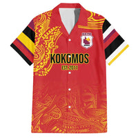 Queensland Papua New Guinea Custom Family Matching Summer Maxi Dress and Hawaiian Shirt All Red Pacific PNG Tribal Style