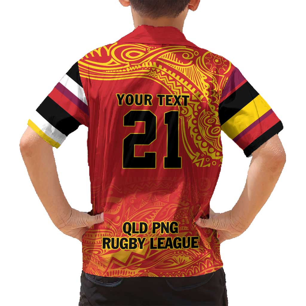 Queensland Papua New Guinea Custom Family Matching Tank Maxi Dress and Hawaiian Shirt All Red Pacific PNG Tribal Style