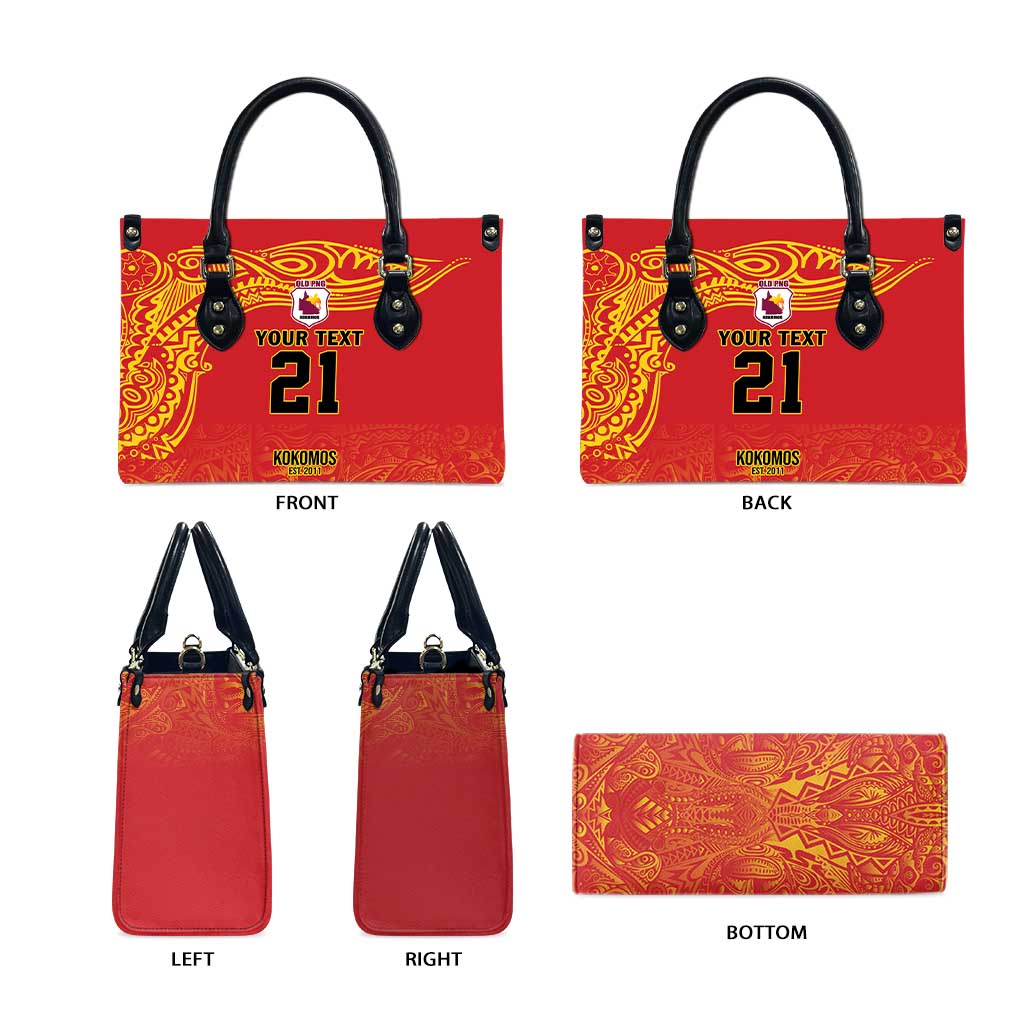 Queensland Papua New Guinea Custom Leather Bag All Red Pacific PNG Tribal Style - Polynesian Pride