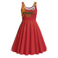 Queensland Papua New Guinea Custom Midi Dress All Red Pacific PNG Tribal Style - Polynesian Pride