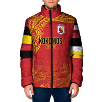 Queensland Papua New Guinea Custom Padded Jacket All Red Pacific PNG Tribal Style LT9 Men Red - Polynesian Pride