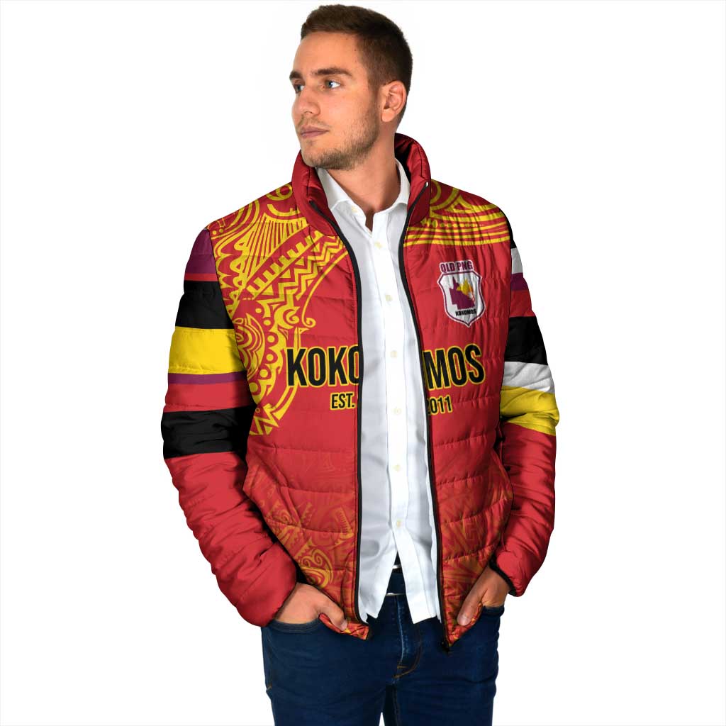 Queensland Papua New Guinea Custom Padded Jacket All Red Pacific PNG Tribal Style LT9 - Polynesian Pride