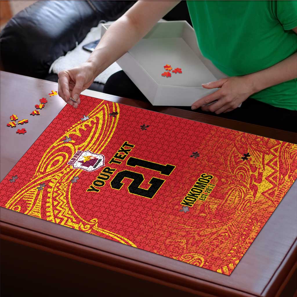 Queensland Papua New Guinea Custom Puzzle All Red Pacific PNG Tribal Style LT9 - Polynesian Pride
