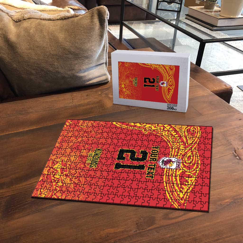 Queensland Papua New Guinea Custom Puzzle All Red Pacific PNG Tribal Style LT9 - Polynesian Pride