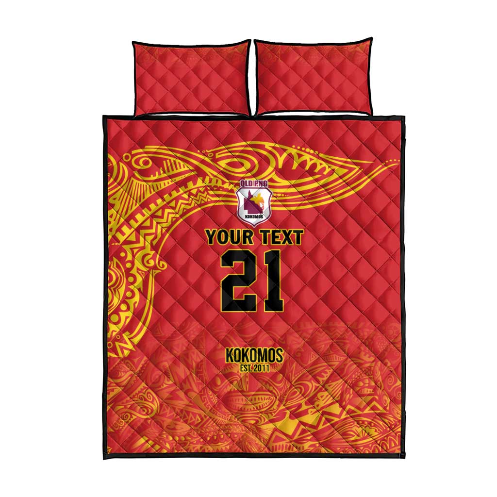 Queensland Papua New Guinea Custom Quilt Bed Set All Red Pacific PNG Tribal Style