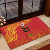 Queensland Papua New Guinea Custom Rubber Doormat All Red Pacific PNG Tribal Style