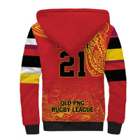 Queensland Papua New Guinea Custom Sherpa Hoodie All Red Pacific PNG Tribal Style