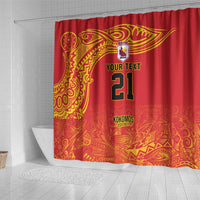 Queensland Papua New Guinea Custom Shower Curtain All Red Pacific PNG Tribal Style