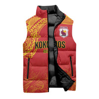 Queensland Papua New Guinea Custom Sleeveless Puffer Jacket All Red Pacific PNG Tribal Style LT9 - Polynesian Pride