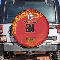 Queensland Papua New Guinea Custom Spare Tire Cover All Red Pacific PNG Tribal Style