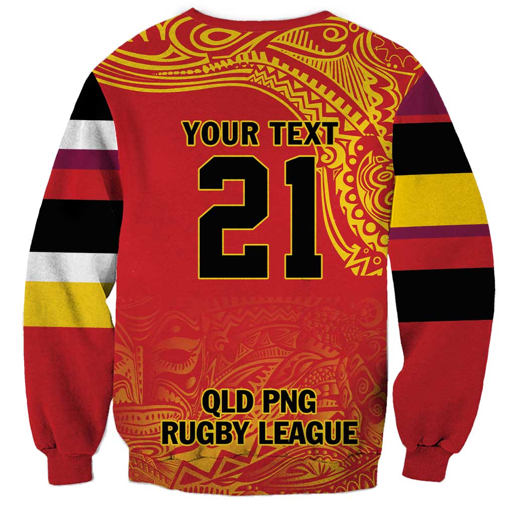 Queensland Papua New Guinea Custom Sweatshirt All Red Pacific PNG Tribal Style
