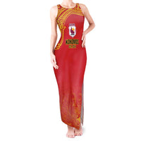 Queensland Papua New Guinea Custom Tank Maxi Dress All Red Pacific PNG Tribal Style