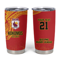 Queensland Papua New Guinea Custom Tumbler Cup All Red Pacific PNG Tribal Style