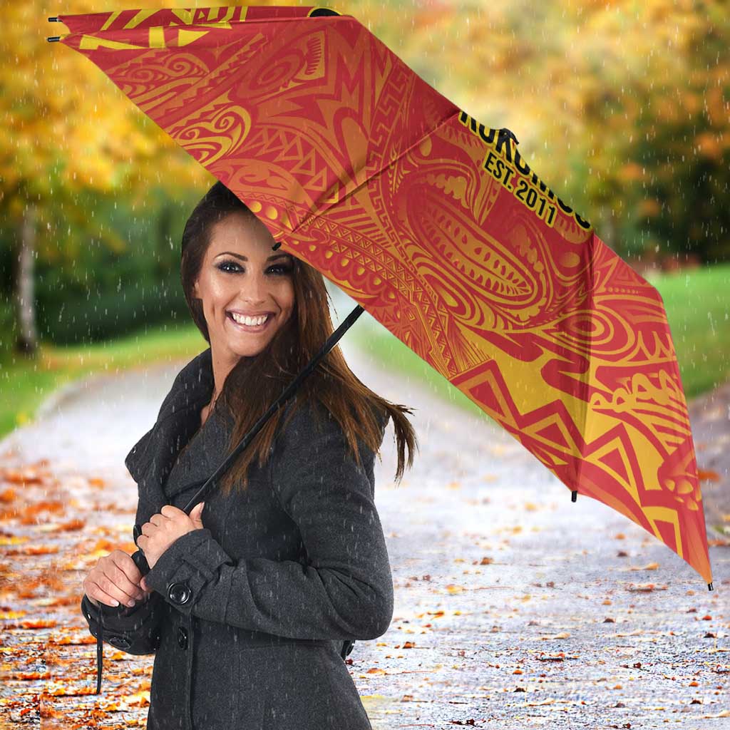 Queensland Papua New Guinea Custom Umbrella All Red Pacific PNG Tribal Style - Polynesian Pride