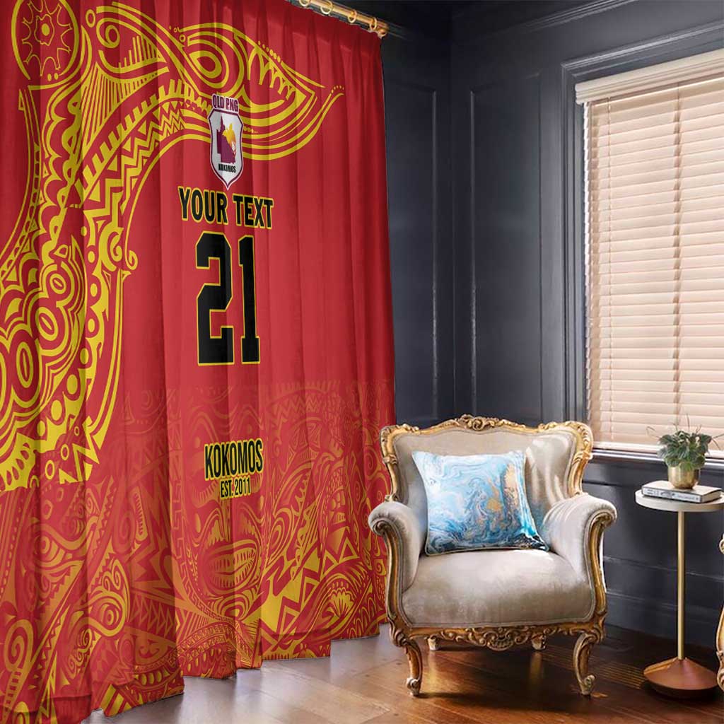 Queensland Papua New Guinea Custom Window Curtain All Red Pacific PNG Tribal Style