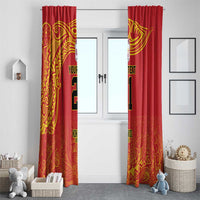 Queensland Papua New Guinea Custom Window Curtain All Red Pacific PNG Tribal Style