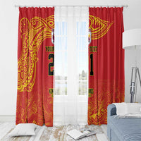 Queensland Papua New Guinea Custom Window Curtain All Red Pacific PNG Tribal Style