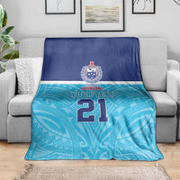 Queensland Samoa Custom Blanket Blue Pacific Polynesian Tribal Pattern