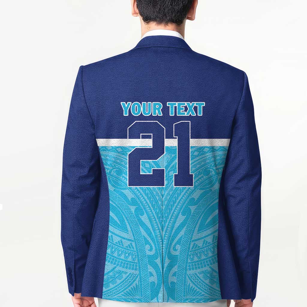 Queensland Samoa Custom Blazer Blue Pacific Polynesian Tribal Pattern - Polynesian Pride