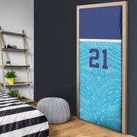 Queensland Samoa Custom Door Cover Blue Pacific Polynesian Tribal Pattern - Polynesian Pride
