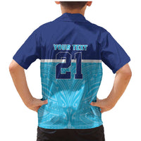 Queensland Samoa Custom Family Matching Mermaid Dress and Hawaiian Shirt Blue Pacific Polynesian Tribal Pattern