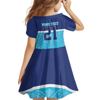 Queensland Samoa Custom Family Matching Summer Maxi Dress and Hawaiian Shirt Blue Pacific Polynesian Tribal Pattern
