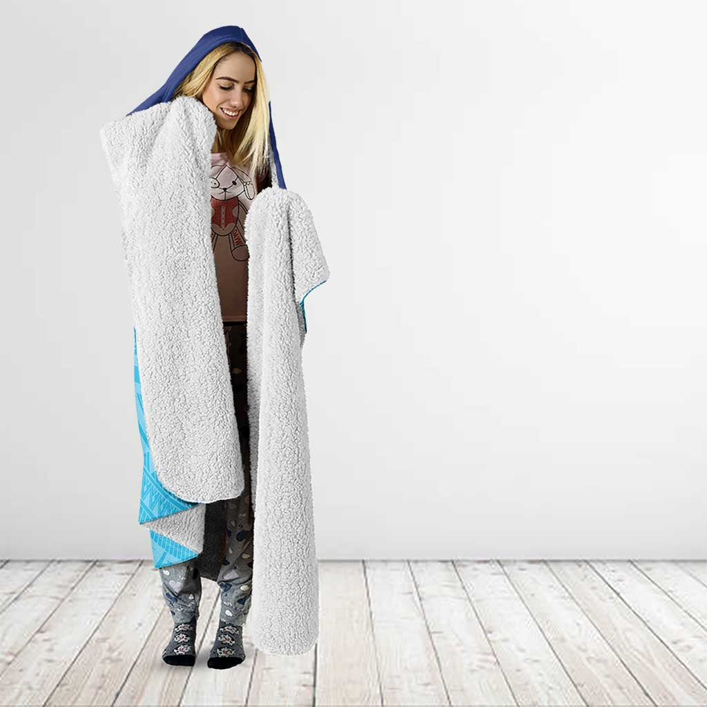 Queensland Samoa Custom Hooded Blanket Blue Pacific Polynesian Tribal Pattern LT9 - Polynesian Pride