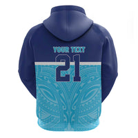 Queensland Samoa Custom Hoodie Blue Pacific Polynesian Tribal Pattern