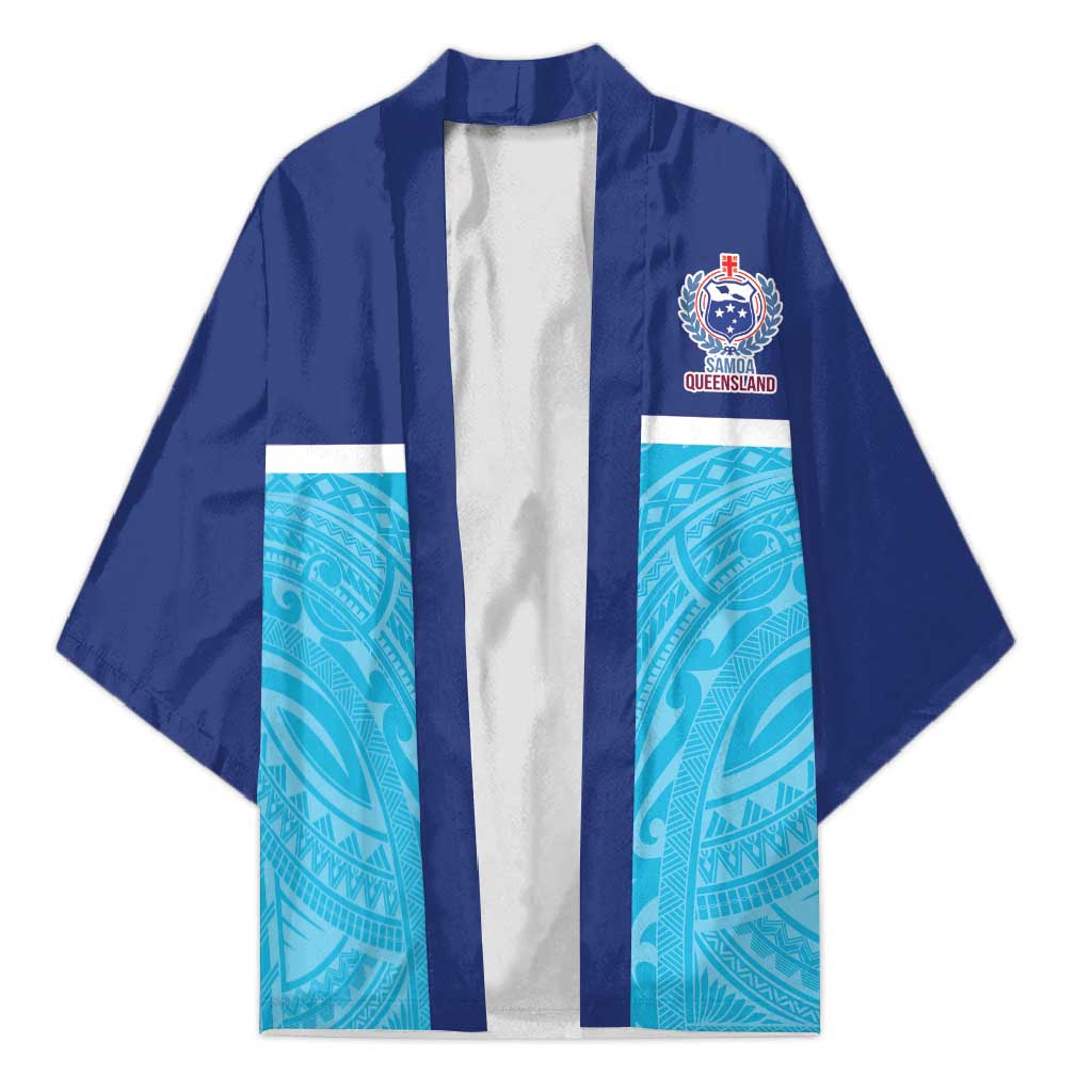 Queensland Samoa Custom Kimono Blue Pacific Polynesian Tribal Pattern - Polynesian Pride