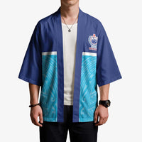 Queensland Samoa Custom Kimono Blue Pacific Polynesian Tribal Pattern - Polynesian Pride