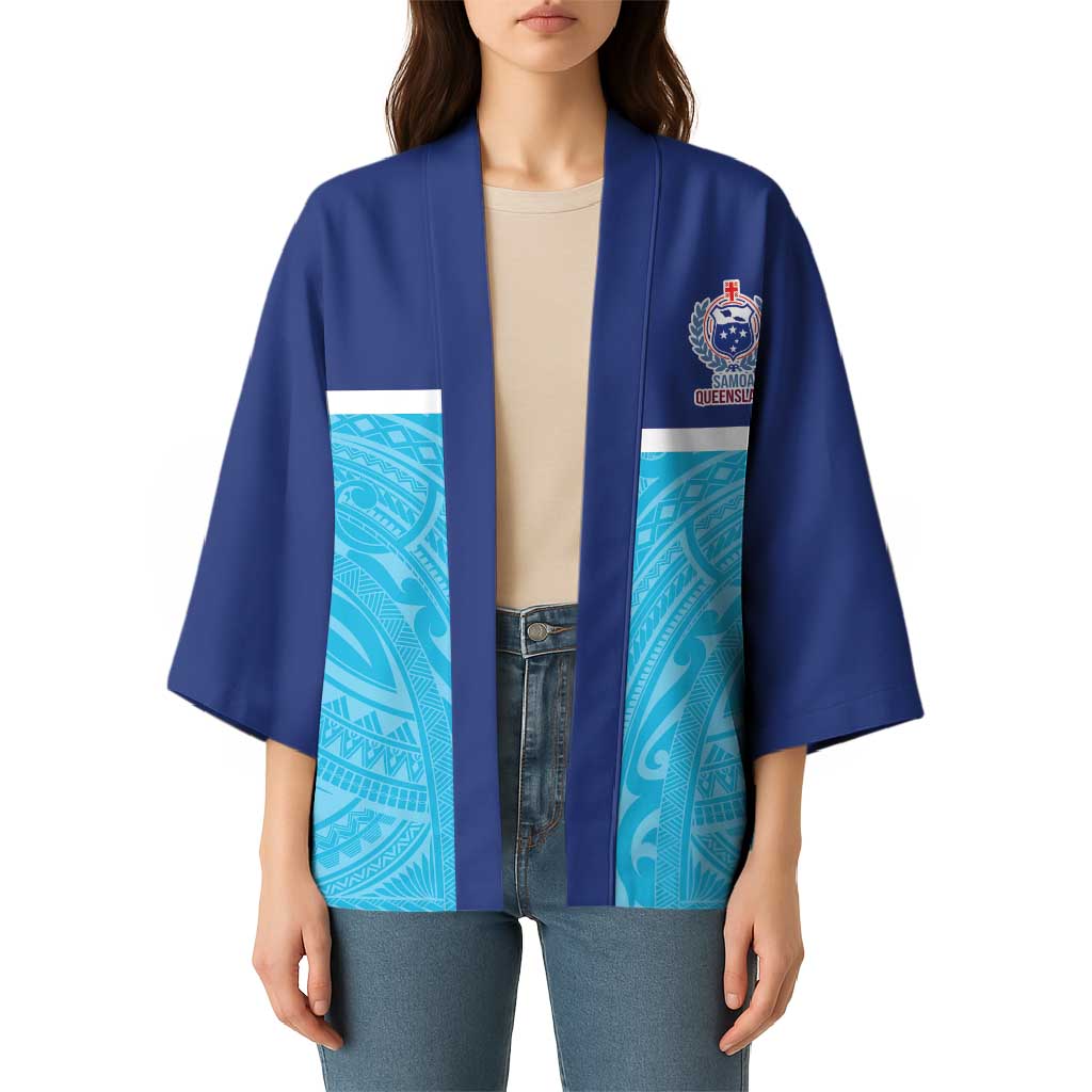 Queensland Samoa Custom Kimono Blue Pacific Polynesian Tribal Pattern - Polynesian Pride