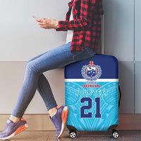 Queensland Samoa Custom Luggage Cover Blue Pacific Polynesian Tribal Pattern