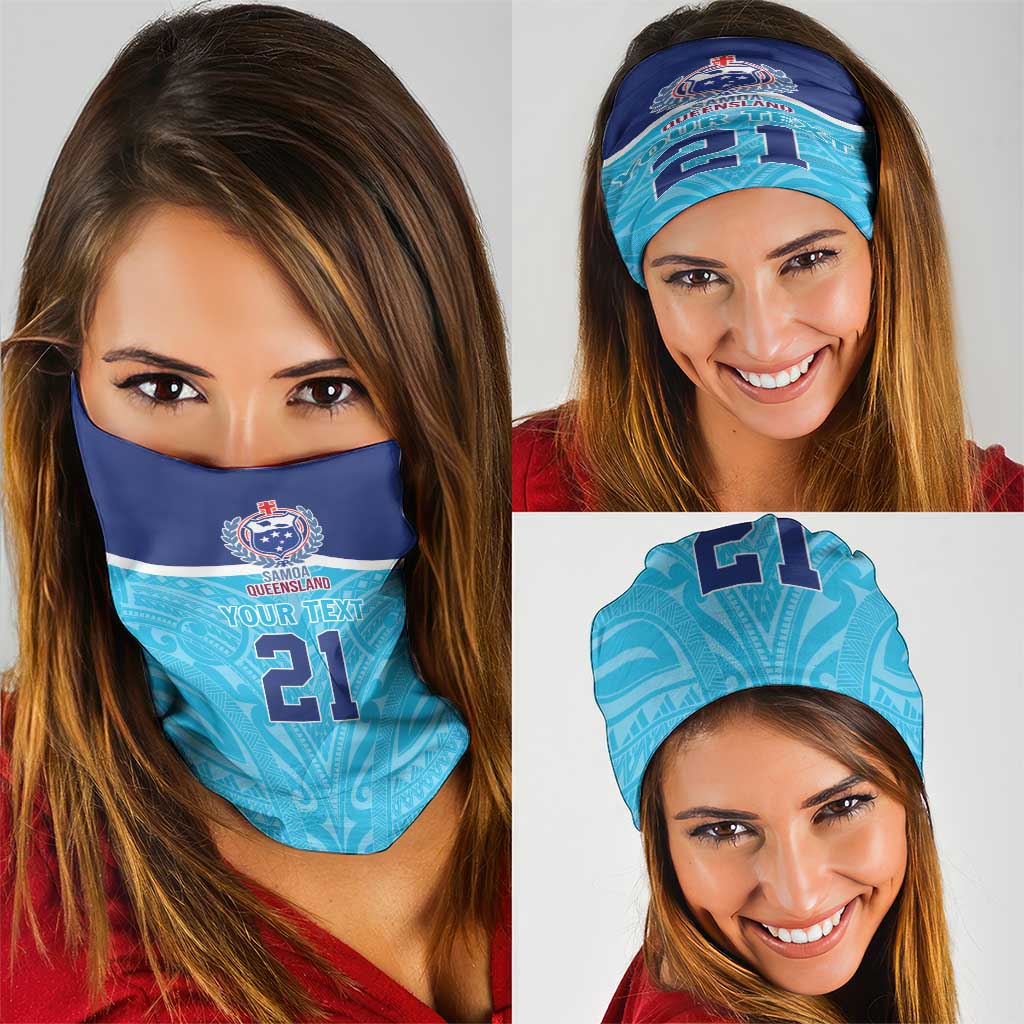 Queensland Samoa Custom Neck Gaiter Blue Pacific Polynesian Tribal Pattern - Polynesian Pride