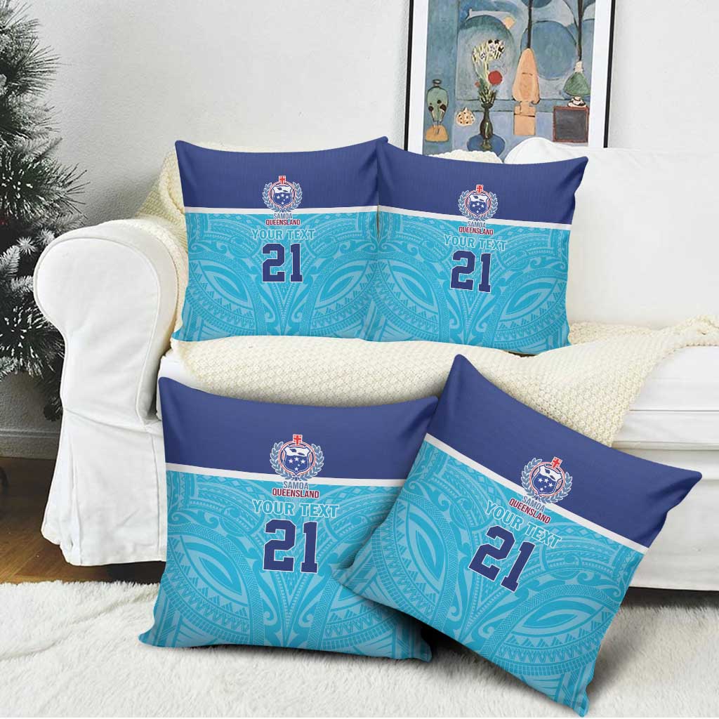 Queensland Samoa Custom Pillow Cover Blue Pacific Polynesian Tribal Pattern - Polynesian Pride