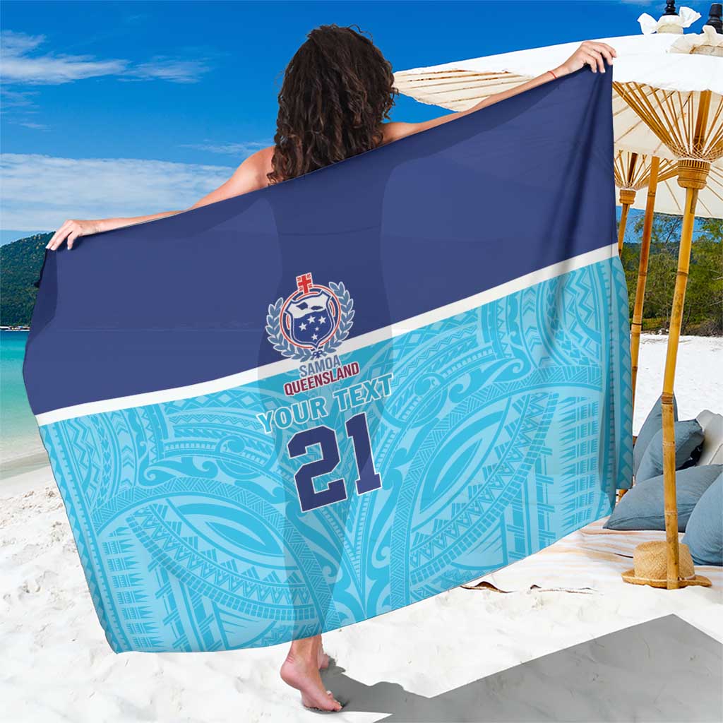Queensland Samoa Custom Sarong Blue Pacific Polynesian Tribal Pattern