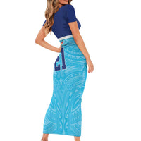 Queensland Samoa Custom Short Sleeve Bodycon Dress Blue Pacific Polynesian Tribal Pattern