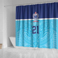 Queensland Samoa Custom Shower Curtain Blue Pacific Polynesian Tribal Pattern
