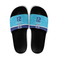 Queensland Samoa Custom Slide Sandals Blue Pacific Polynesian Tribal Pattern - Polynesian Pride