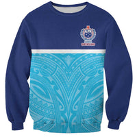 Queensland Samoa Custom Sweatshirt Blue Pacific Polynesian Tribal Pattern