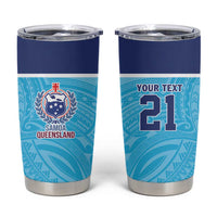 Queensland Samoa Custom Tumbler Cup Blue Pacific Polynesian Tribal Pattern LT9 Blue - Polynesian Pride