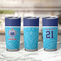 Queensland Samoa Custom Tumbler Cup Blue Pacific Polynesian Tribal Pattern LT9 - Polynesian Pride