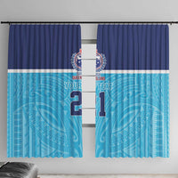 Queensland Samoa Custom Window Curtain Blue Pacific Polynesian Tribal Pattern