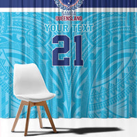 Queensland Samoa Custom Window Curtain Blue Pacific Polynesian Tribal Pattern