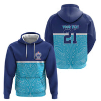 Queensland Samoa Custom Zip Hoodie Blue Pacific Polynesian Tribal Pattern