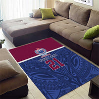 Queensland Samoa Custom Area Rug Maroon-Blue Pacific Polynesian Tribal Pattern