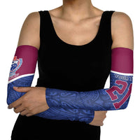 Queensland Samoa Custom Arm Sleeves Maroon-Blue Pacific Polynesian Tribal Pattern - Polynesian Pride