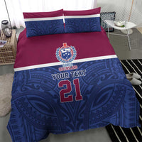 Queensland Samoa Custom Bedding Set Maroon-Blue Pacific Polynesian Tribal Pattern