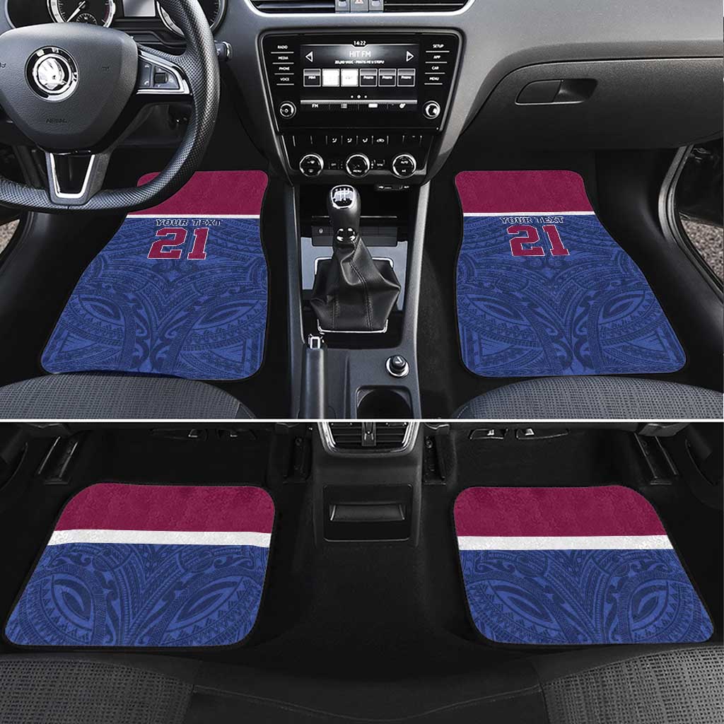 Queensland Samoa Custom Car Mats Maroon-Blue Pacific Polynesian Tribal Pattern